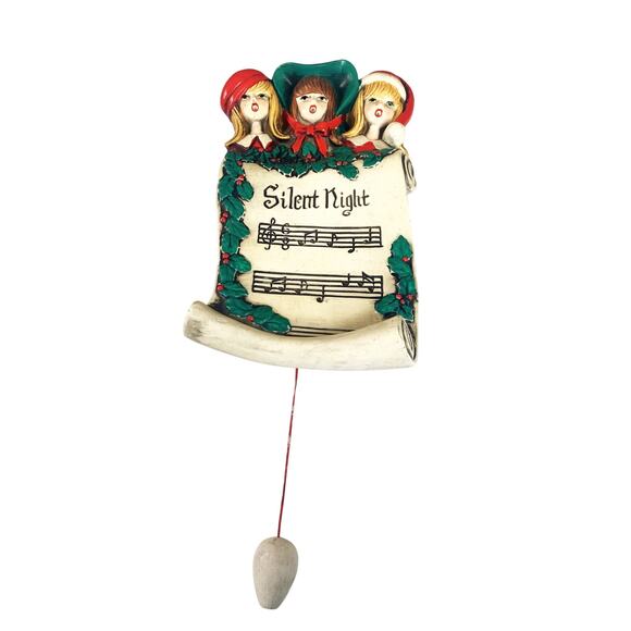 Vintage 60s Silent Night Wall Plaque Bensinc Pull String Musical - Picture 2 of 10